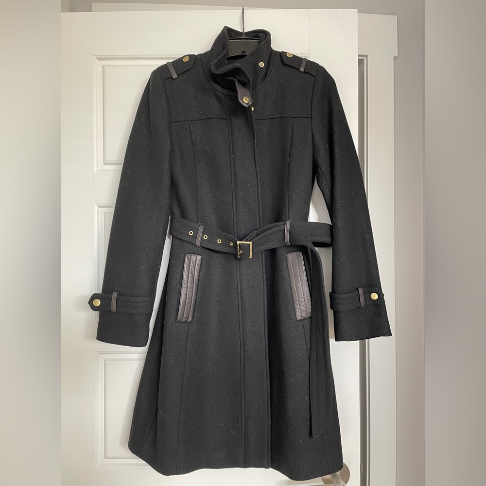 Cole haan zip front stand collar coat- black size 2.